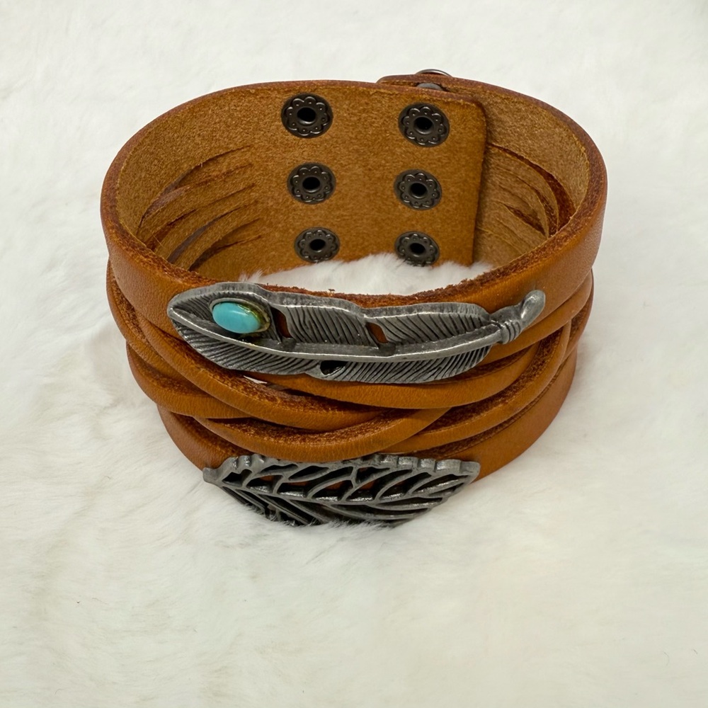 Brown Faux Leather Bracelet